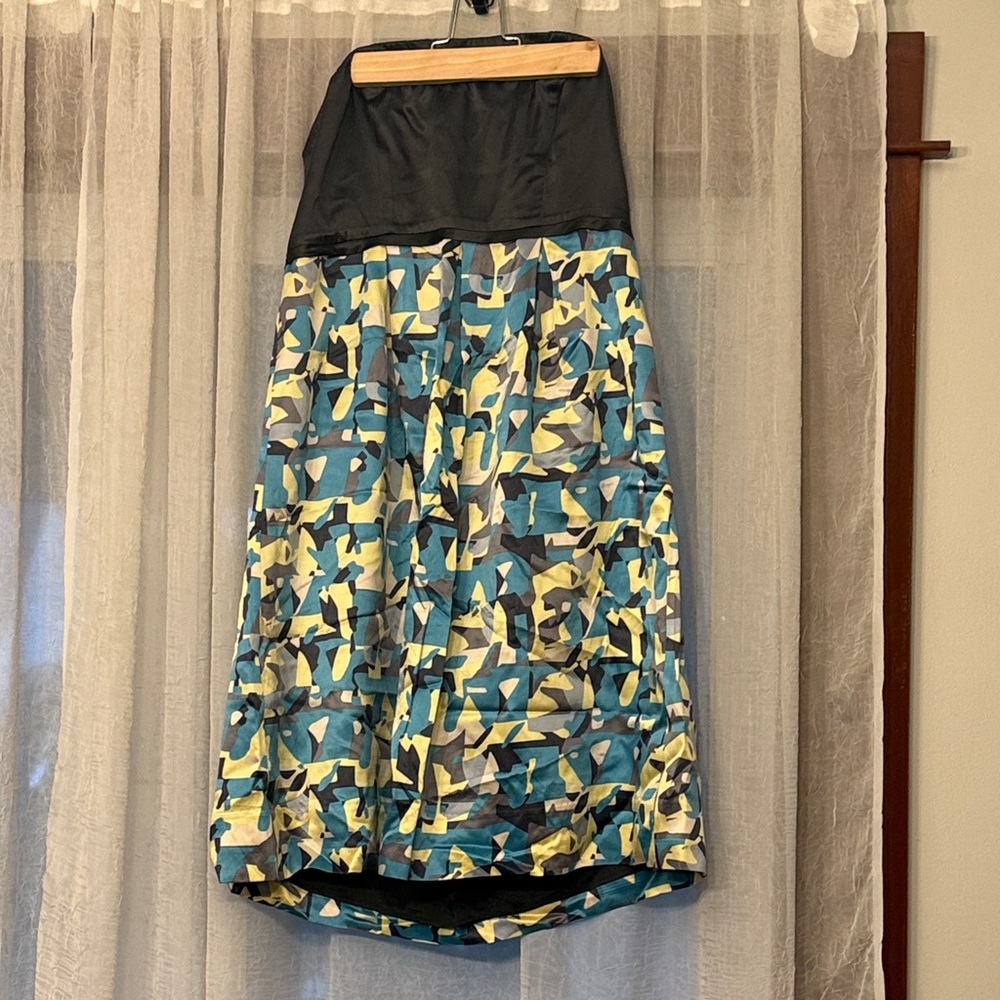 The Limited Strapless Dress - Gray, Blue, Yellow